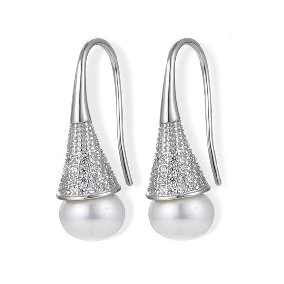 Wholesale S925 Silver Flower Pattern Earrings Inlaid With Pearls For Women
