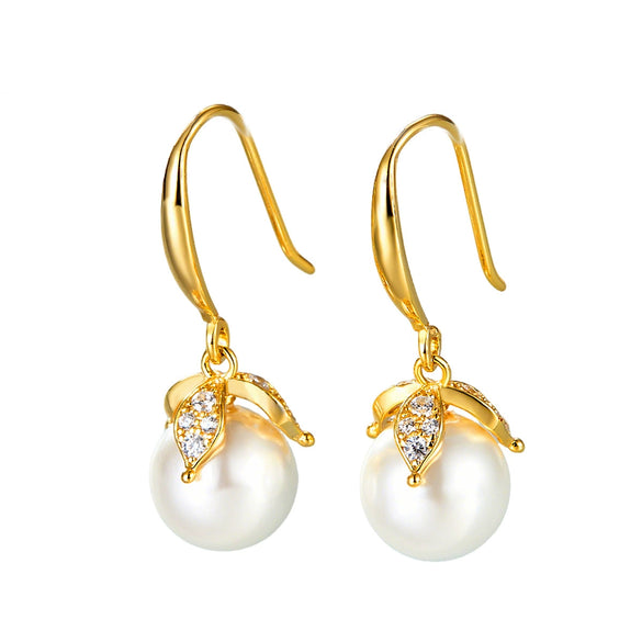 Wholesale S925 Silver Flower Pattern Earrings Inlaid With Pearls For Women