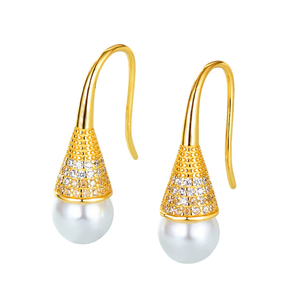 Wholesale S925 Silver Flower Pattern Earrings Inlaid With Pearls For Women