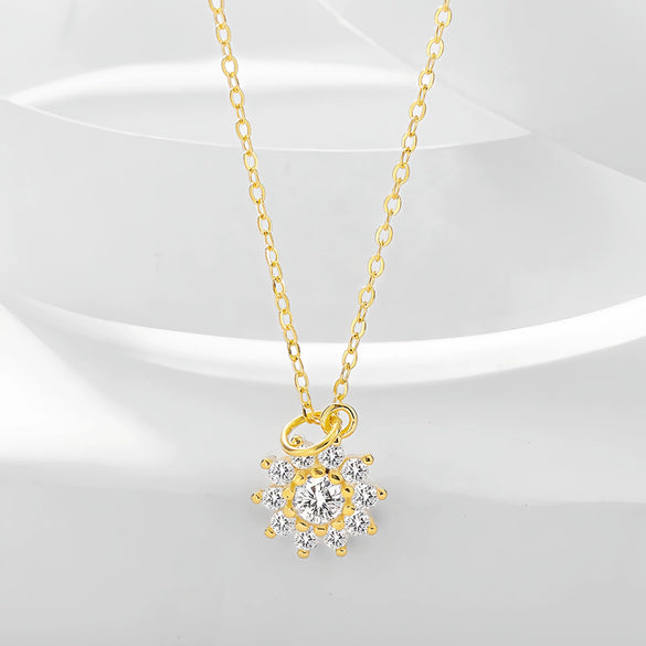 Wholesale S925 Silver Flower Pendant Necklace With Zircon For Women