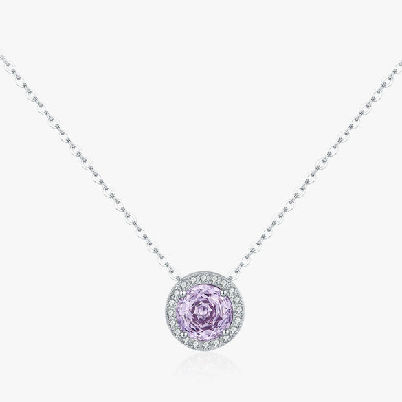 Wholesale S925 Silver Flower Shaped Imitation Diamond Necklace With Electroplating For Women Lavender Purple Rose Cut Light Luxury Style