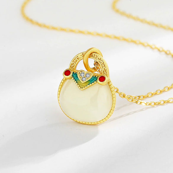 Wholesale S925 Silver Fourleaf Clover Chalcedony Pendant Necklace For Women With Geometric Design And Electroplating Treatment