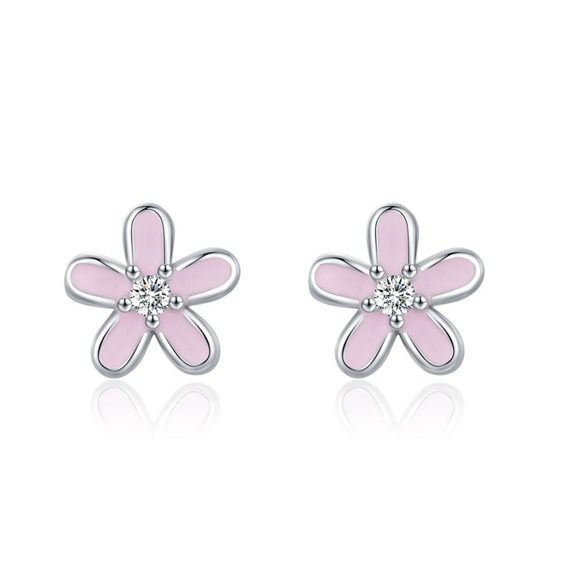 Wholesale S925 Silver Gentle Lady Style Simple Single Diamond Flower Earrings For Women With Electroplating