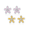 Wholesale S925 Silver Gentle Lady Style Simple Single Diamond Flower Earrings For Women With Electroplating
