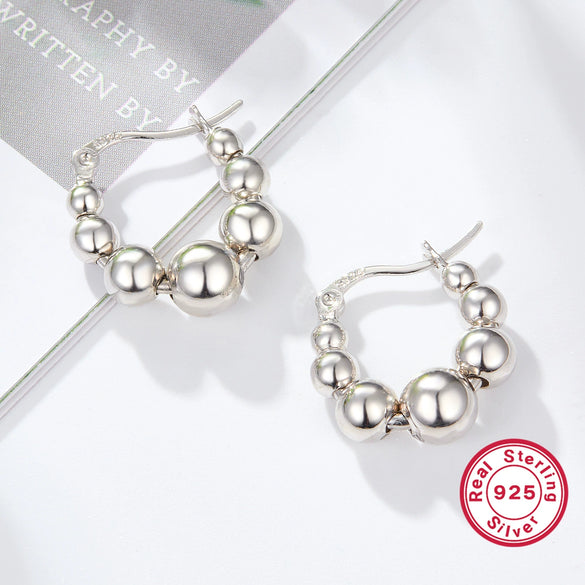 Wholesale S925 Silver Geometric Ball Beaded Earrings For Women With Electroplating Treatment