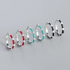 Wholesale S925 Silver Geometric Bamboo Diamond Enamel Dripping Oil Ear Buckle Earrings