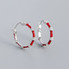 Wholesale S925 Silver Geometric Bamboo Diamond Enamel Dripping Oil Ear Buckle Earrings
