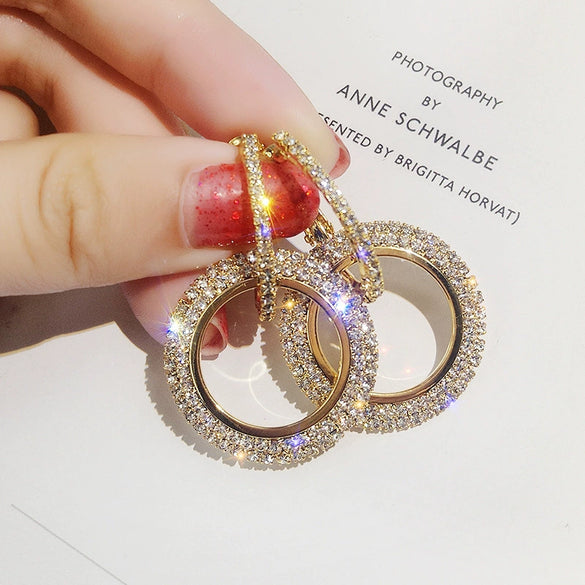 Wholesale S925 Silver Geometric Circle Earrings With Diamond For Women Simple Style