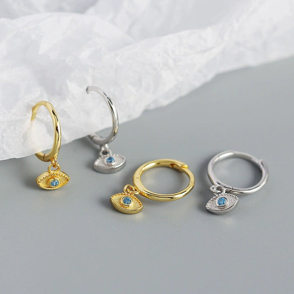 Wholesale S925 Silver Geometric Devil's Eye Earrings With Electroplating