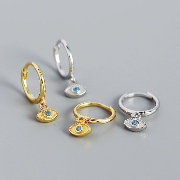 Wholesale S925 Silver Geometric Devil's Eye Earrings With Electroplating