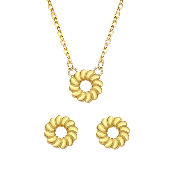 Wholesale S925 Silver Geometric Donut Earrings And Necklace For Female