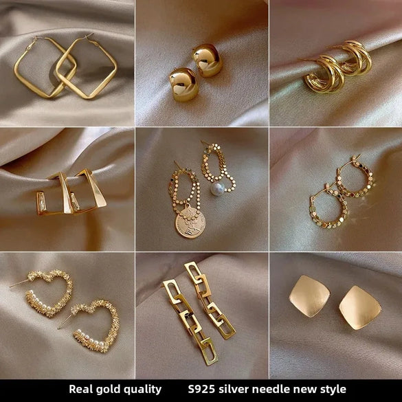 Wholesale S925 Silver Geometric Electroplated Stud Earrings For Women