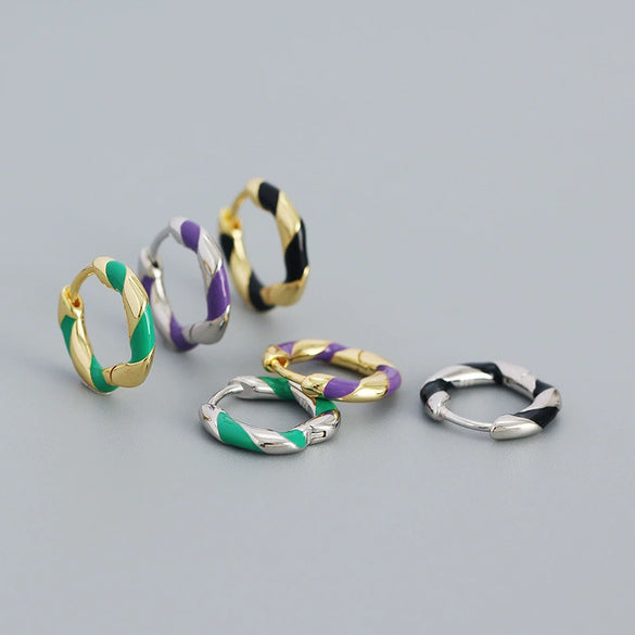 Wholesale S925 Silver Geometric Exotic Style Electroplated Oil Drop Ear Buckle Earrings For Women