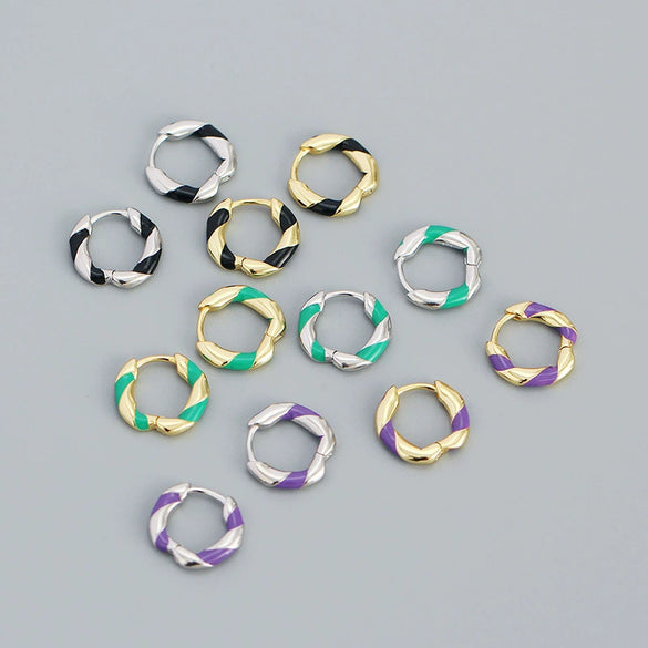 Wholesale S925 Silver Geometric Exotic Style Electroplated Oil Drop Ear Buckle Earrings For Women