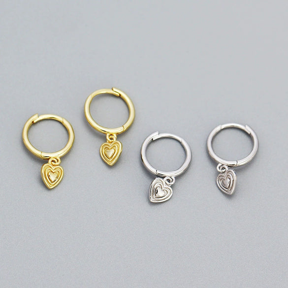 Wholesale S925 Silver Geometric Heartshaped Electroplated Women's Earrings