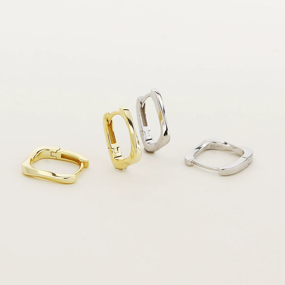 Wholesale S925 Silver Geometric Hoop Earrings For Women Electroplated Minimalist Square Design
