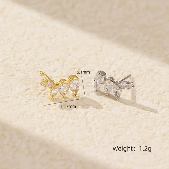 Wholesale S925 Silver Geometric Irregular Zircon Diamond Electroplated Earrings For Women