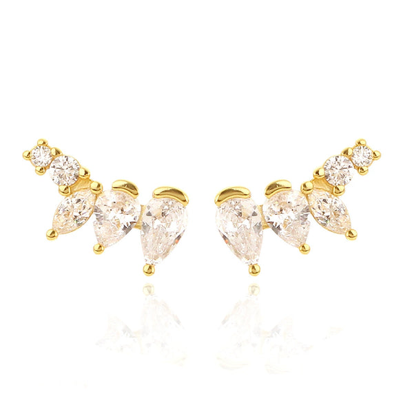 Wholesale S925 Silver Geometric Irregular Zircon Diamond Electroplated Earrings For Women