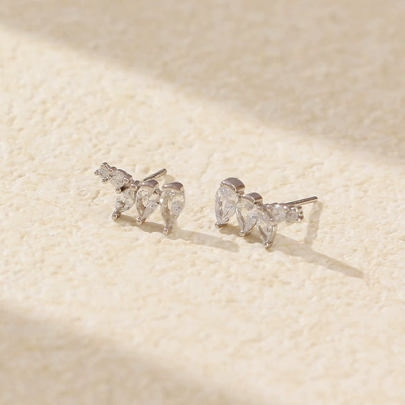 Wholesale S925 Silver Geometric Irregular Zircon Diamond Electroplated Earrings For Women