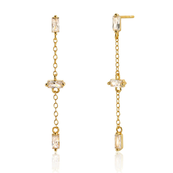 Wholesale S925 Silver Geometric Long Tassel Zircon Earrings For Women Highend Style