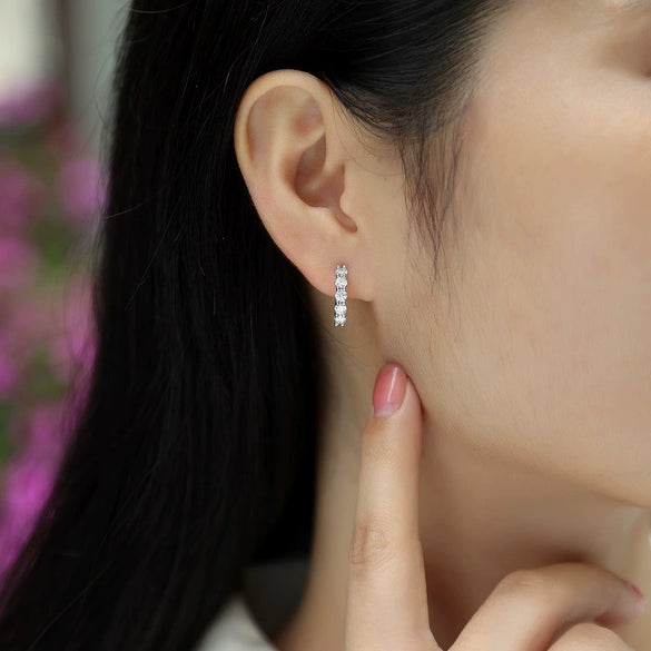 Wholesale S925 Silver Geometric Moissanite Earrings Set With Diamonds For Women