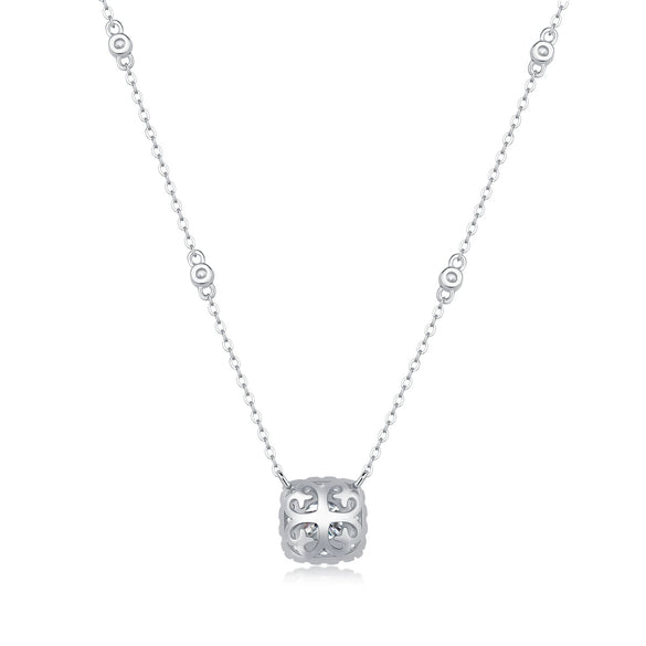 Wholesale S925 Silver Geometric Moissanite Inlay Dream Pendant Fashion Clavicle Necklace