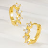Wholesale S925 Silver Geometric Round Earring With Row Drill And Ear Buckle Set With Diamonds