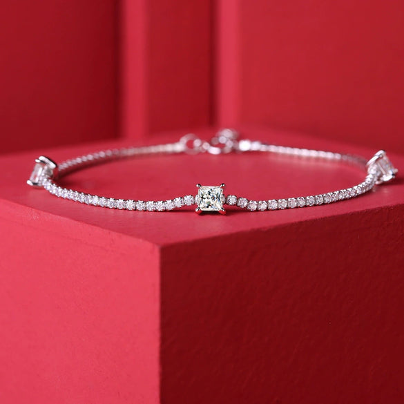 Wholesale S925 Silver Geometric Square Bracelet For Women With Electroplating Dream Shadow Starlight