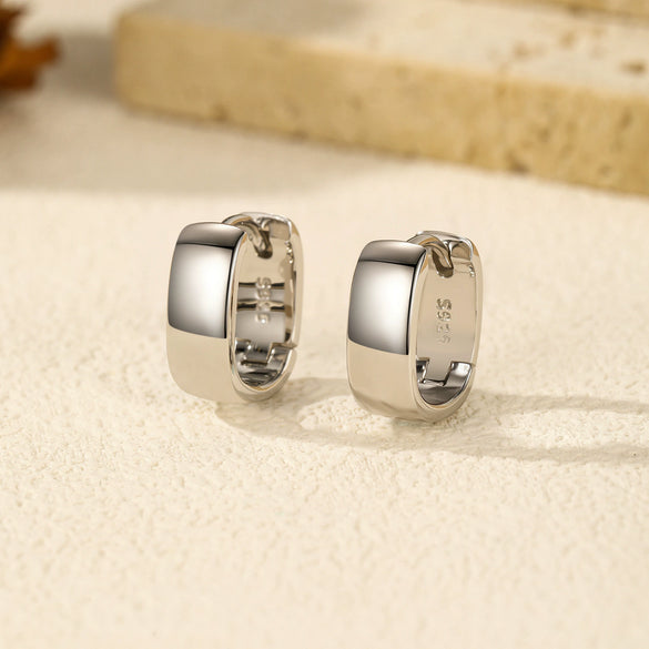 Wholesale S925 Silver Geometric Square Round Mirror Electroplated Minimalist Women's Earrings