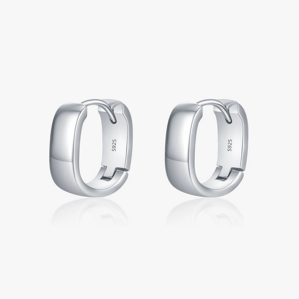 Wholesale S925 Silver Geometric Square Round Mirror Electroplated Minimalist Women's Earrings