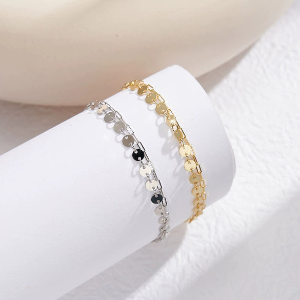 Wholesale S925 Silver Geometric Style Double Layer Hand Jewelry Electroplated Bracelet For Women