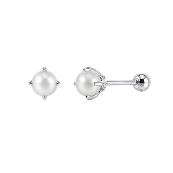 Wholesale S925 Silver Geometric Zirconia Flat Screw Thread Piercing Ear Bone Stud Minimalist Earrings For Women