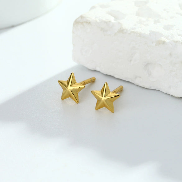 Wholesale S925 Silver Goldplated Fivepointed Starshaped Earring
