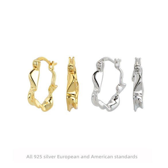 Wholesale S925 Silver Goldplated Wave Pattern White Deer Fashion Niche Women's Earrings