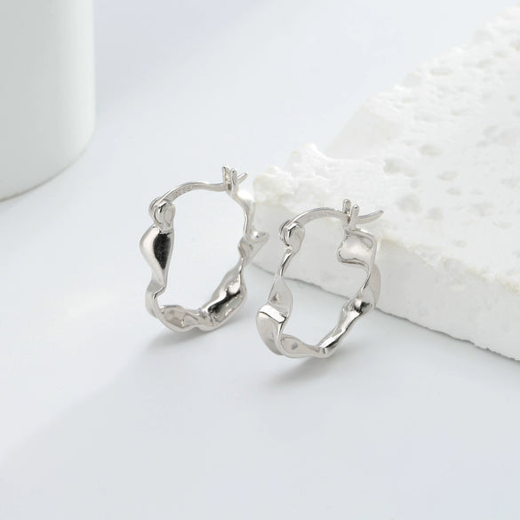 Wholesale S925 Silver Goldplated Wave Pattern White Deer Fashion Niche Women's Earrings