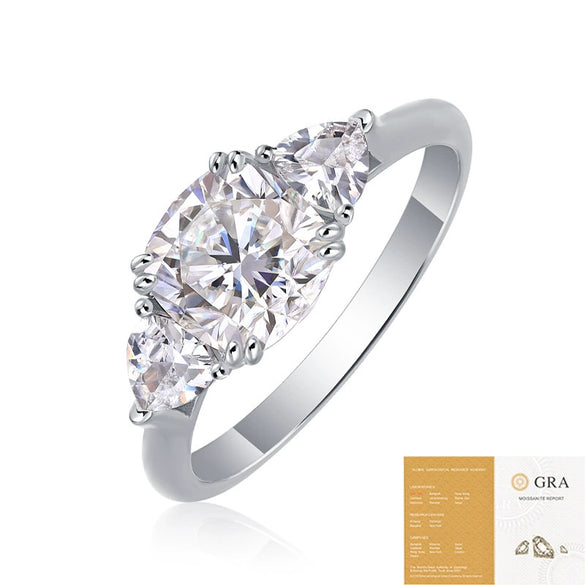 Wholesale S925 Silver Guardian Ring Set With Diamonds Geometric Style Moissanite For Women