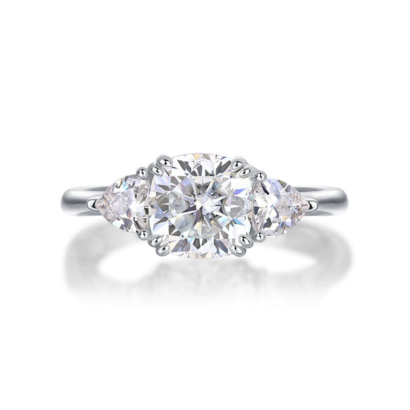 Wholesale S925 Silver Guardian Ring Set With Diamonds Geometric Style Moissanite For Women