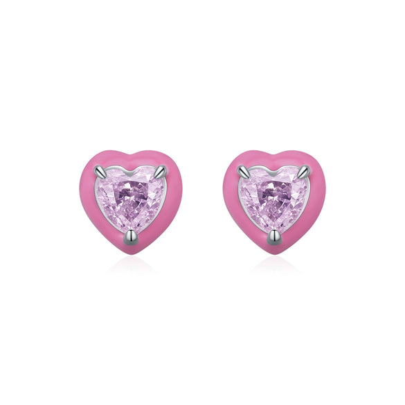 Wholesale S925 Silver Heart Shape Imitation Diamond Cute Women's Earrings