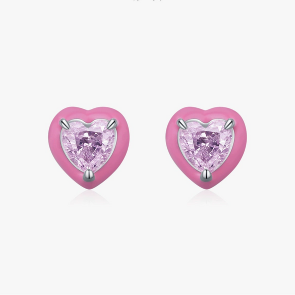 Wholesale S925 Silver Heart Shape Imitation Diamond Cute Women's Earrings