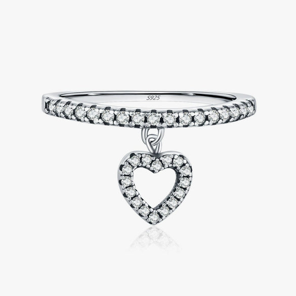 Wholesale S925 Silver Heart Shape Love Pendant Ring For Women With Shiny Diamond Design In Sweet Cool Style