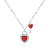Wholesale S925 Silver Heart Shape Sweet Conscious Lock Pendant Necklace For Women Set With Diamonds