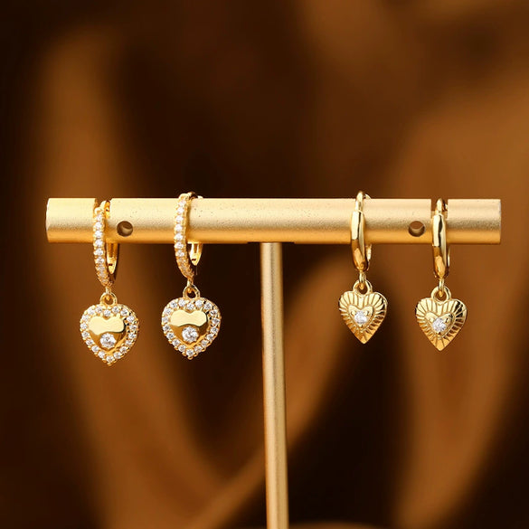 Wholesale S925 Silver Heart Shaped Geometric Earrings For Women