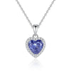Wholesale S925 Silver Heartshaped Tan Sapphire Necklace With Full Diamond And Ice Flower Cut Simple Style For Women