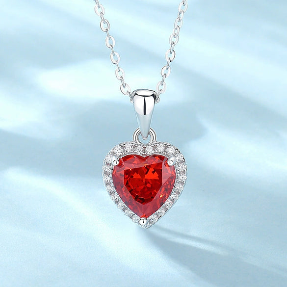 Wholesale S925 Silver Heartshaped Tan Sapphire Necklace With Full Diamond And Ice Flower Cut Simple Style For Women