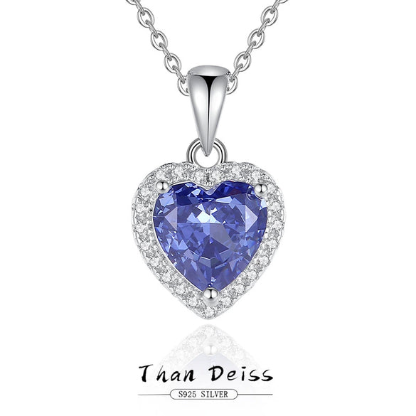 Wholesale S925 Silver Heartshaped Tan Sapphire Necklace With Full Diamond And Ice Flower Cut Simple Style For Women
