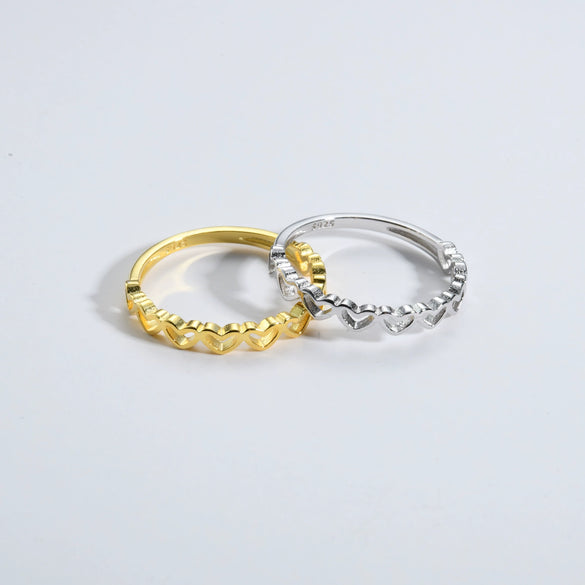 Wholesale S925 Silver Hollow Heartshaped Retro Simple Geometric Ring With Platinum Or 18K Gold Electroplating For Men And Women