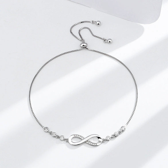Wholesale S925 Silver Infinite Love Telescopic Bracelet With Styling Letters Numbers Text Micropaved