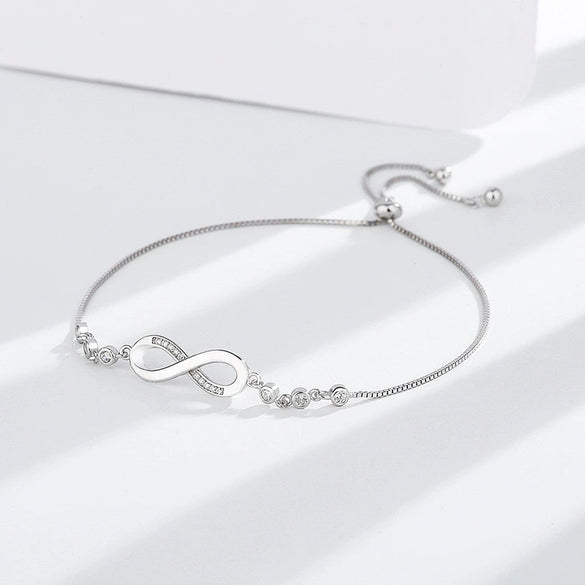 Wholesale S925 Silver Infinite Love Telescopic Bracelet With Styling Letters Numbers Text Micropaved