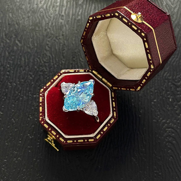 Wholesale S925 Silver Inlaid High Carbon Diamond Horse Eye Ring Luxury Fashion Style