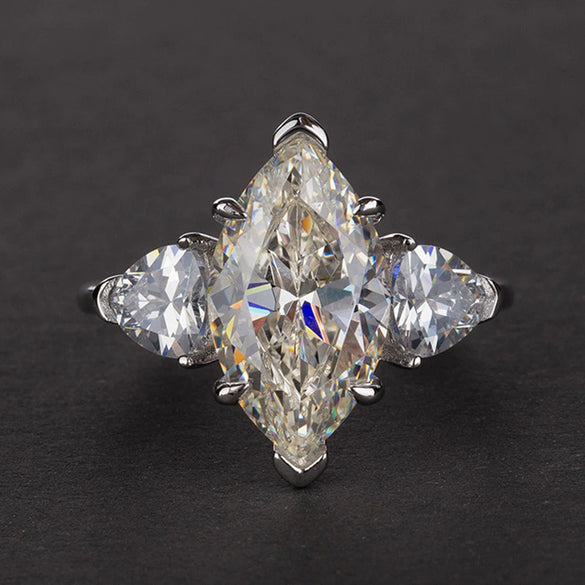 Wholesale S925 Silver Inlaid High Carbon Diamond Horse Eye Ring Luxury Fashion Style